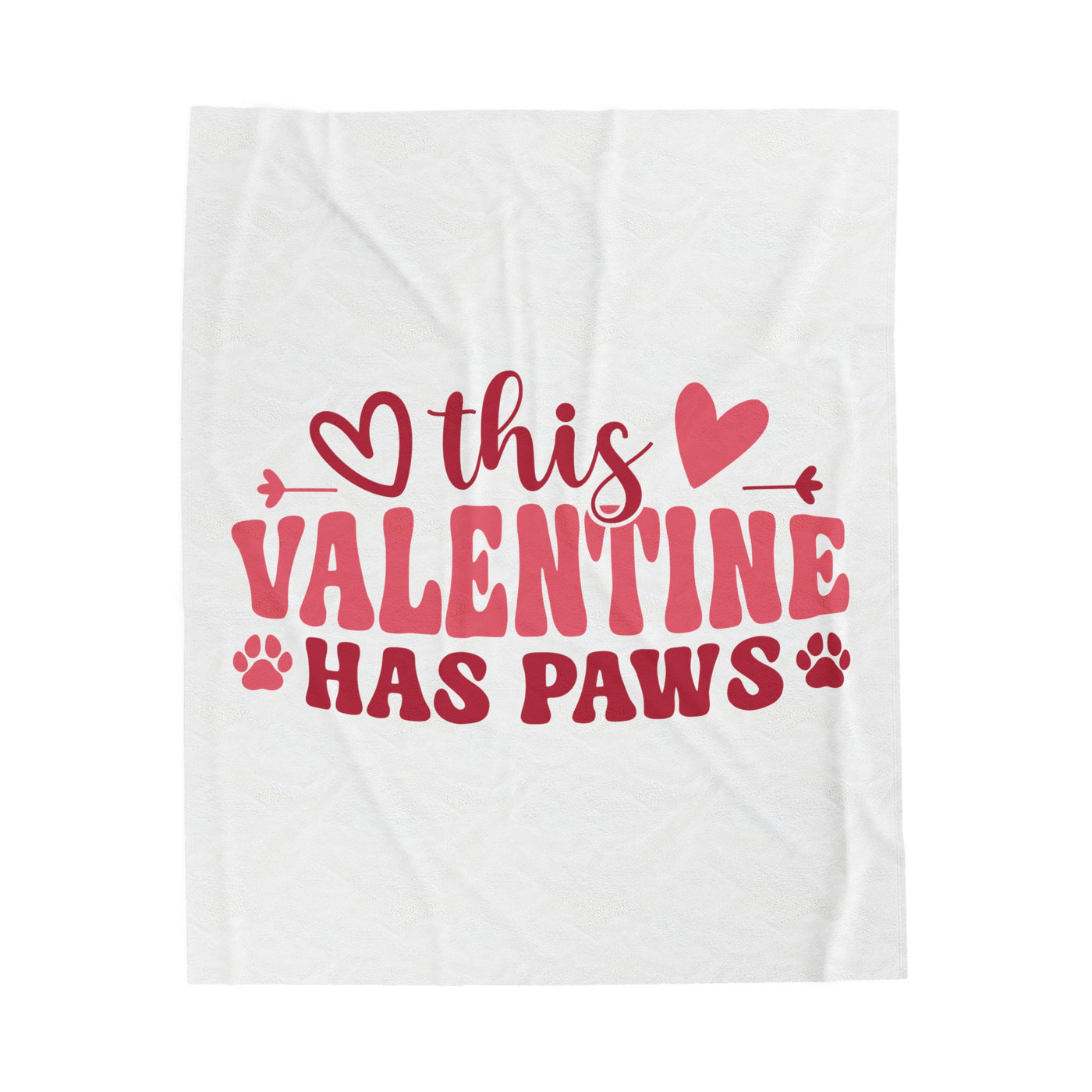 This Valentine Has Paws Version 1 Velveteen Plush Blanket