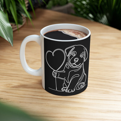 Puppy With Heart Balloon Ceramic Mug - Rocking The Dog Mom Life