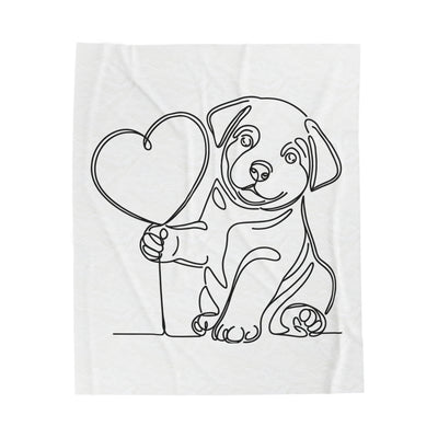 Puppy With Heart Balloon Velveteen Plush Blanket