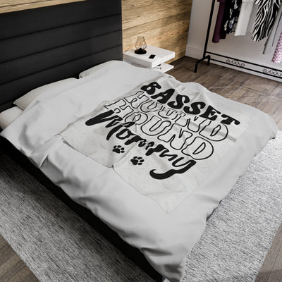 Basset Hound Mommy Velveteen Plush Blanket