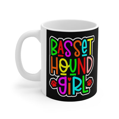 Basset Hound Girl Colored Print Ceramic Mug