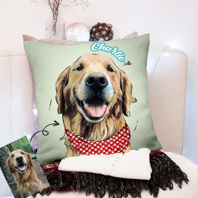 Custom Pet Portrait Pillow Cover