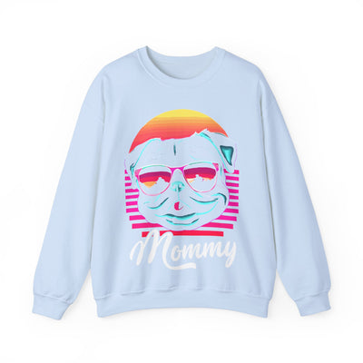 Pug Mommy Synthwave Colored Print Sweatshirt