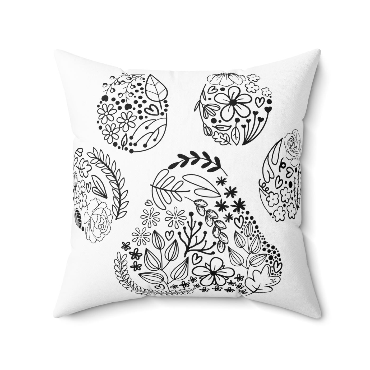 Floral Paw Square Pillow