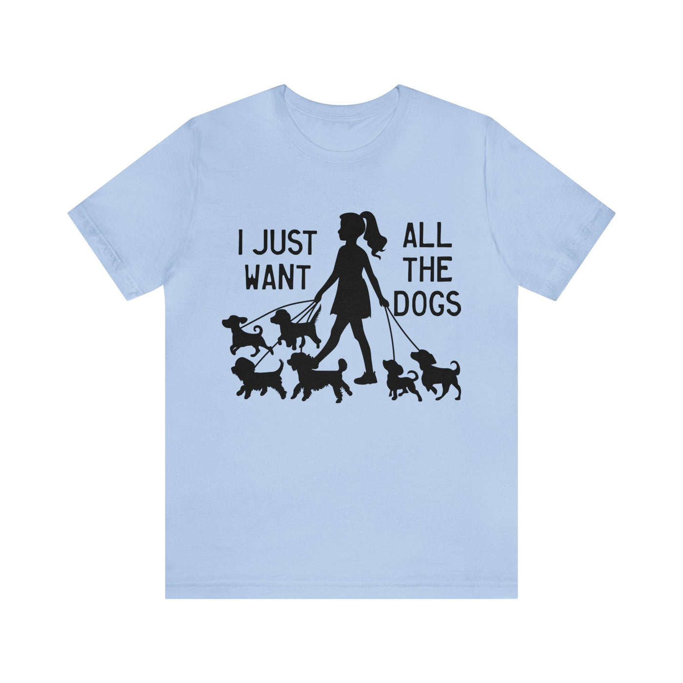 I just want all the dogs Black Print T-Shirt