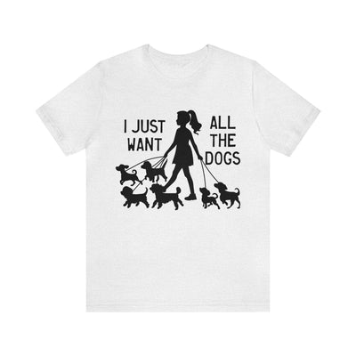 I just want all the dogs Black Print T-Shirt