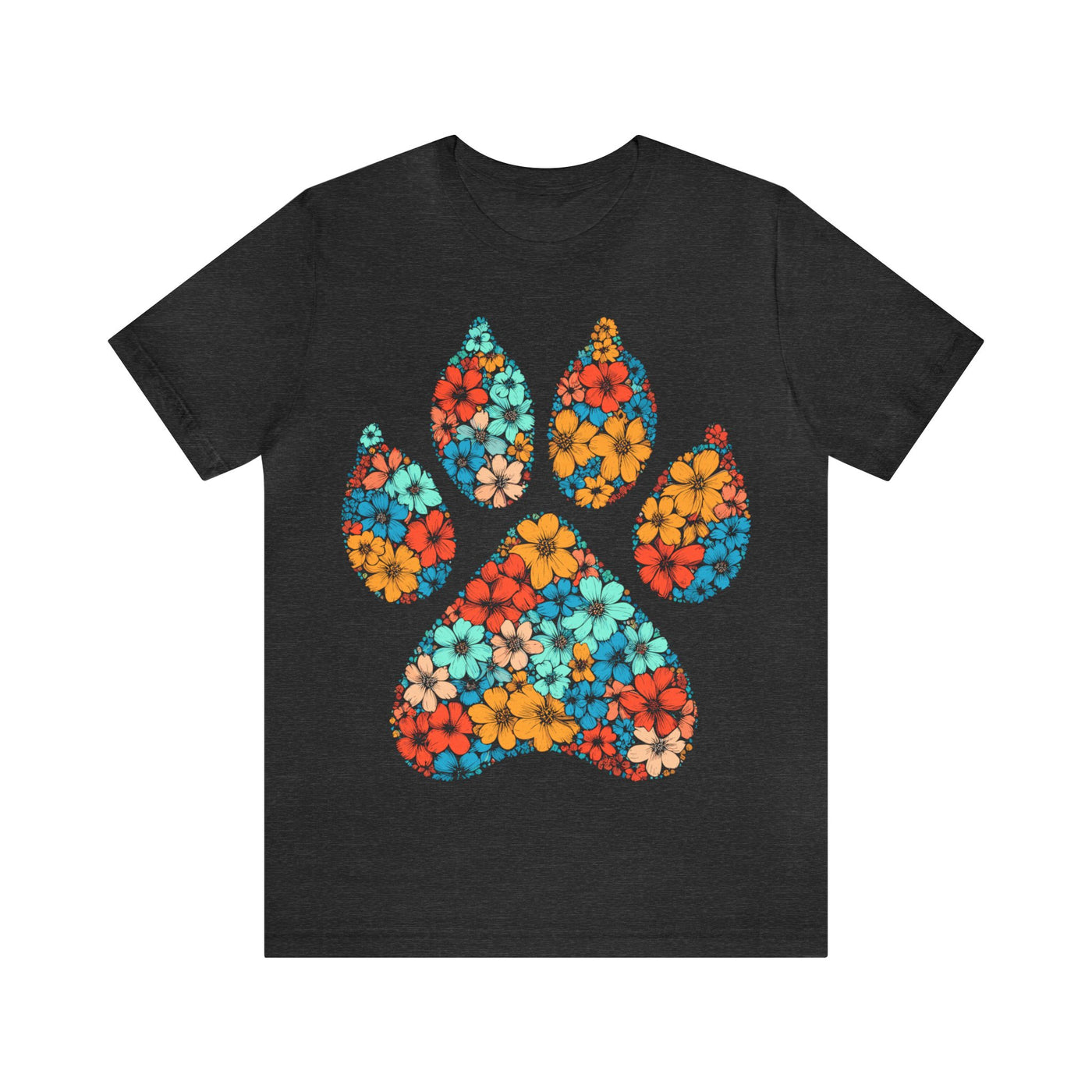Spring Flowers Paw Colored Print T-Shirt