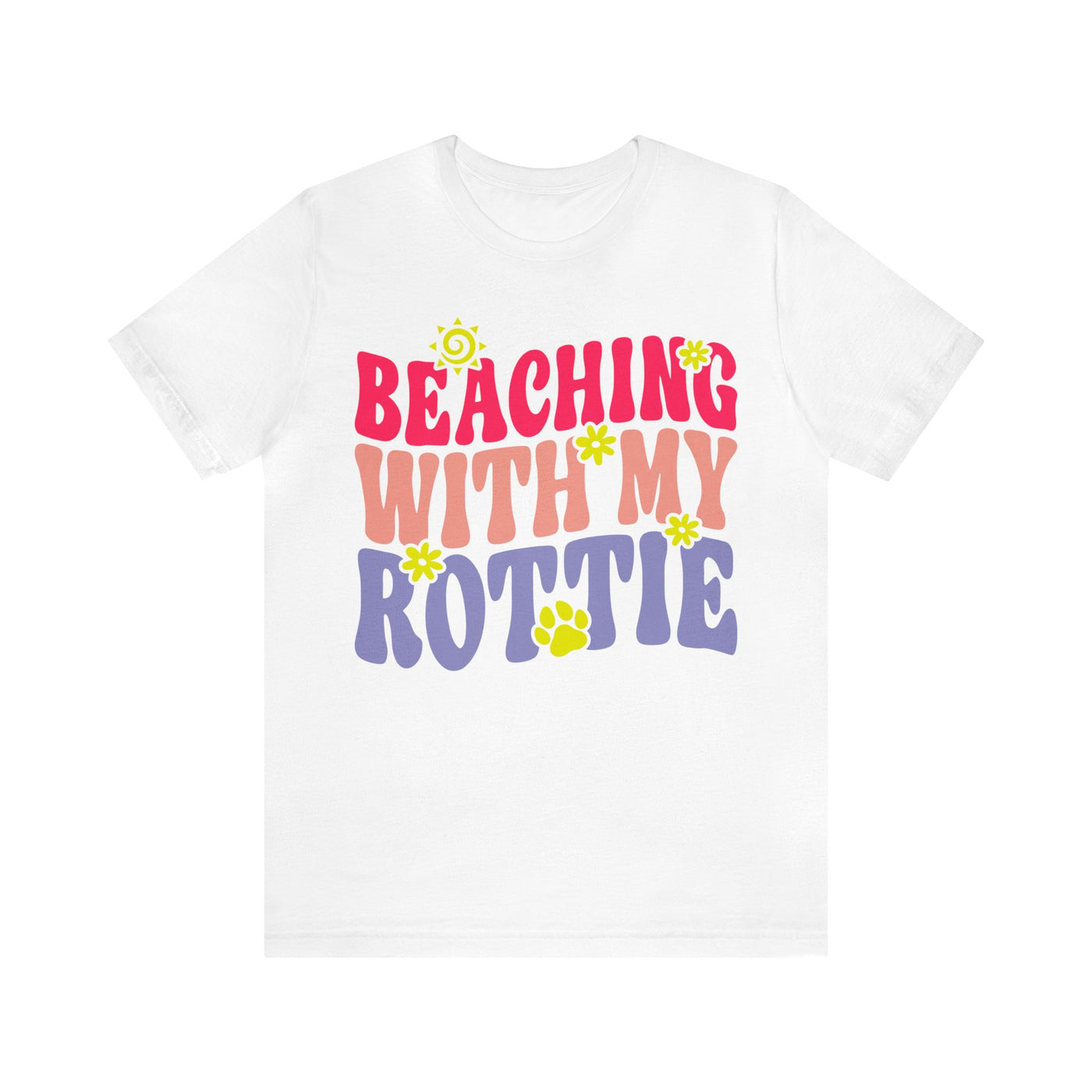 Beaching With My Rottie Colored Print T-Shirt