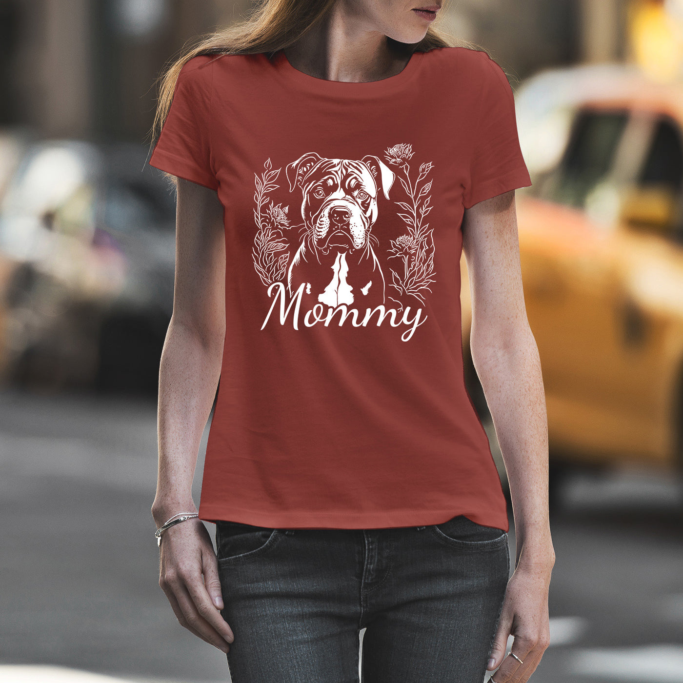 Pitbull Mommy Floral T-Shirt