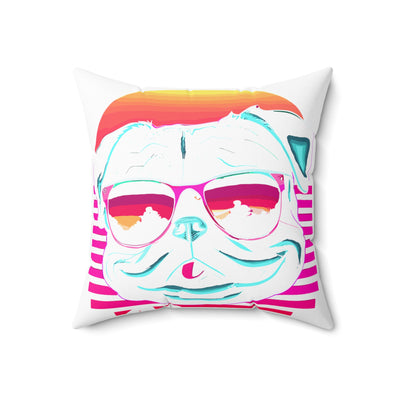 Pug Mommy Synthwave Colored Print Square Pillow