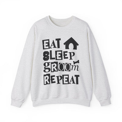 Eat Sleep Groom Repeat Black Print Sweatshirt
