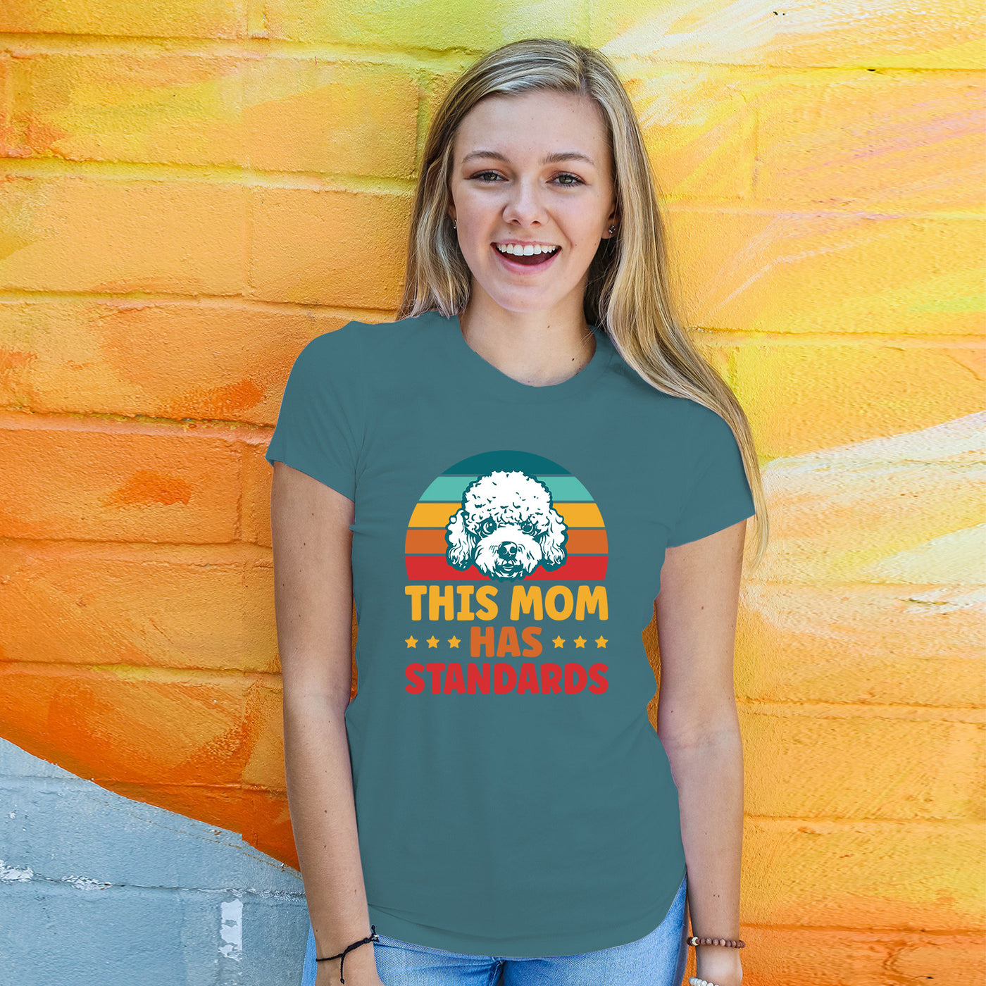 This Mom Has Standards Colored Print T-Shirt