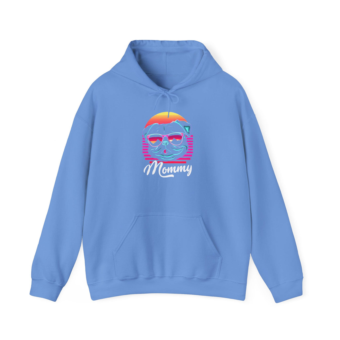 Pug Mommy Synthwave Colored Print Hoodie