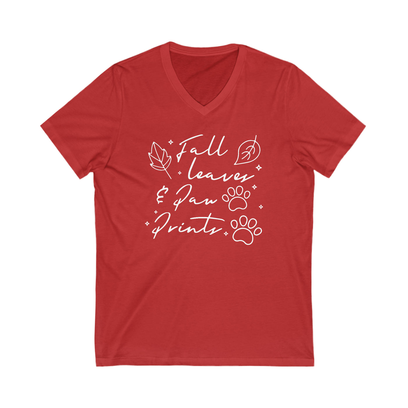 Fall Leaves And Paw Prints V-Neck