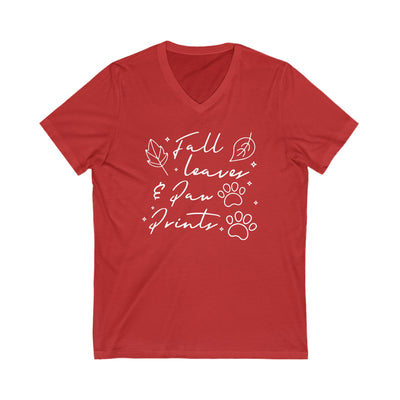 Fall Leaves And Paw Prints V-Neck