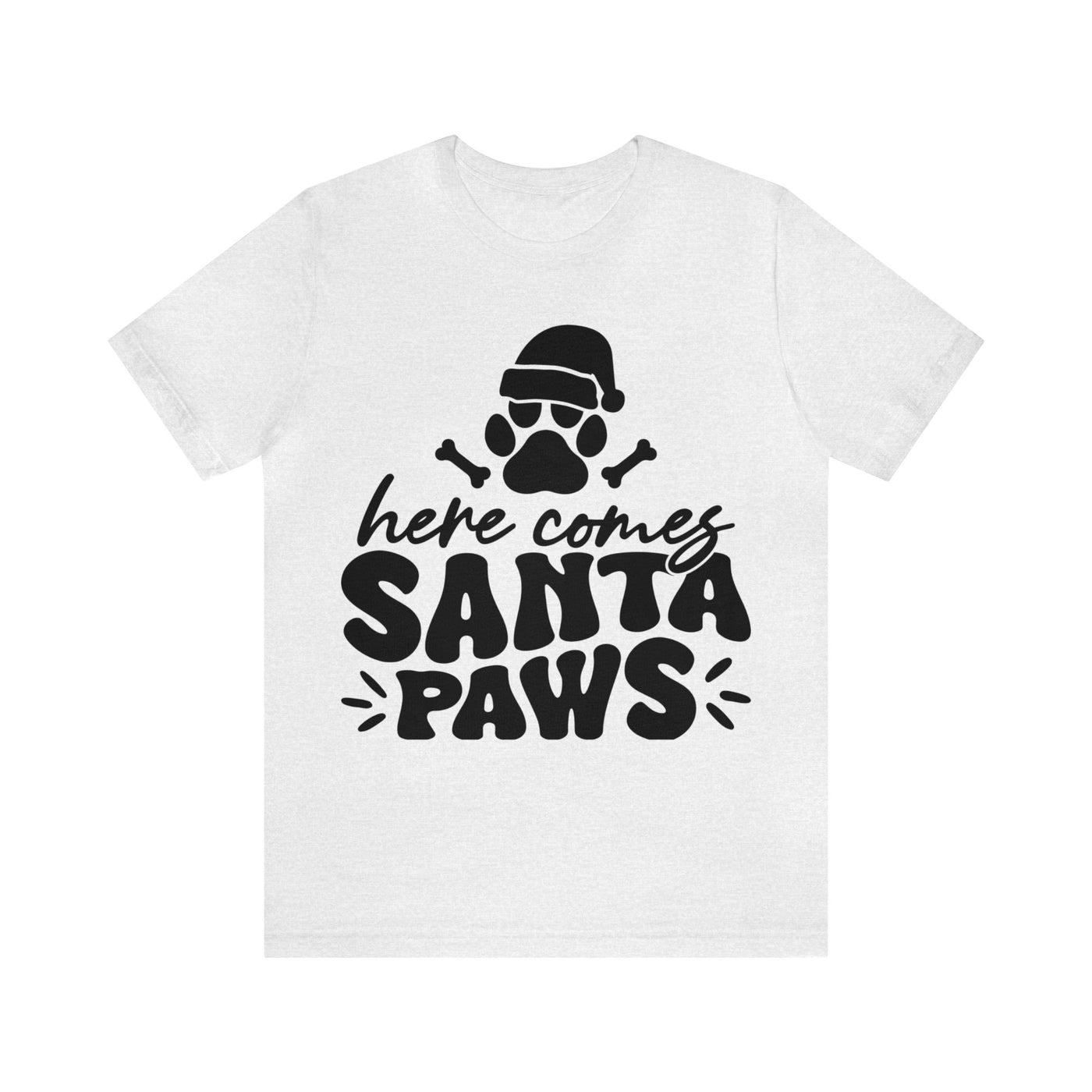 Here Comes Santa Paws Black Print T-Shirt