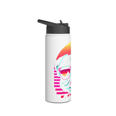 Pug Mommy Synthwave Colored Print Water Bottle