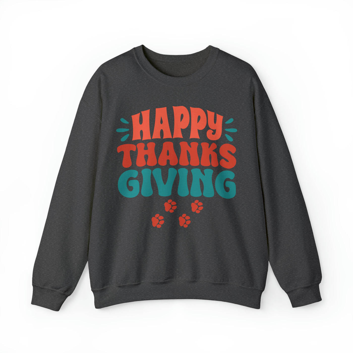 Happy Thanksgiving Colored Print Sweatshirt