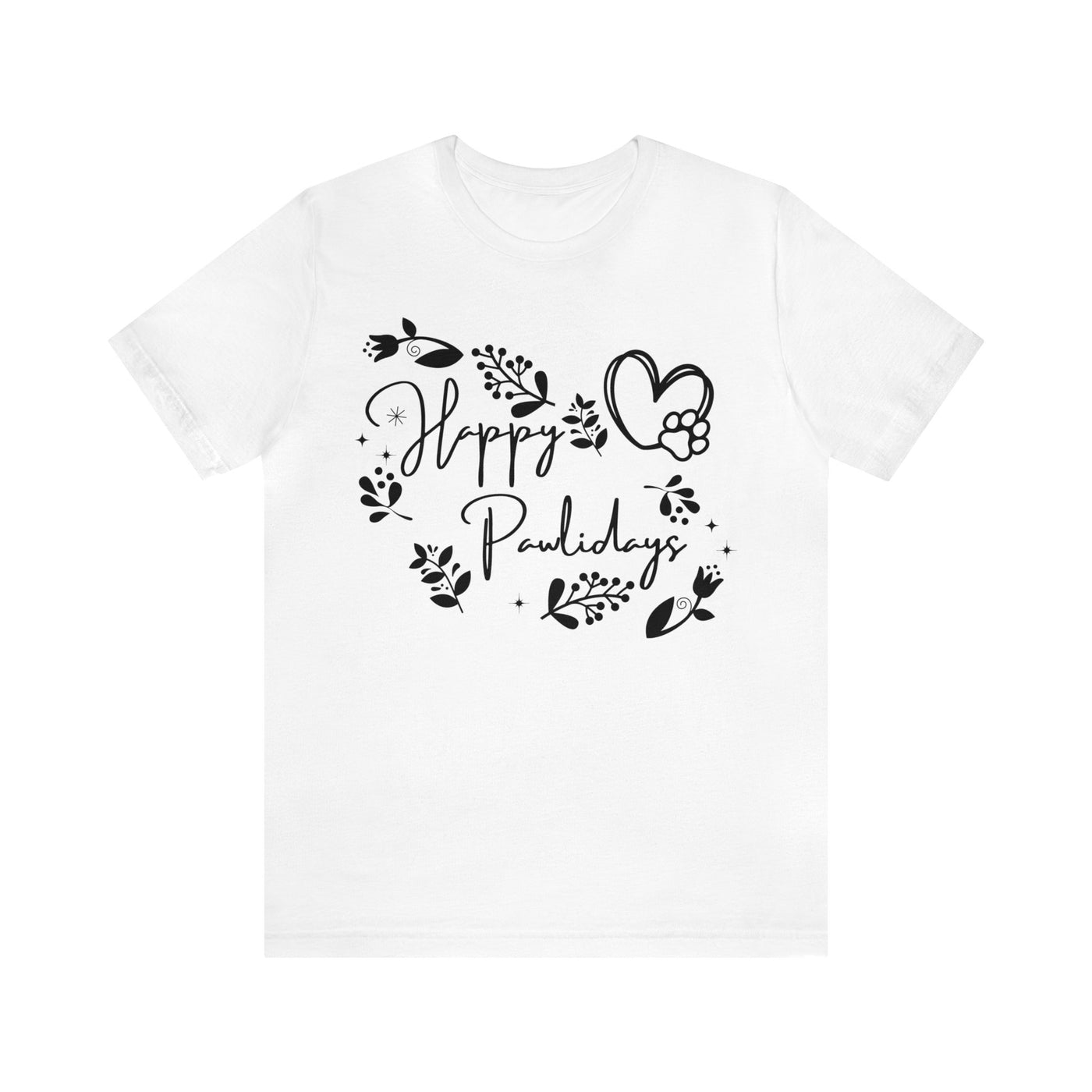 Happy Pawlidays Black Print T-Shirt