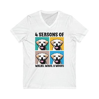4 Seasons Of Walks Wags & Woofs Colored Print V-Neck
