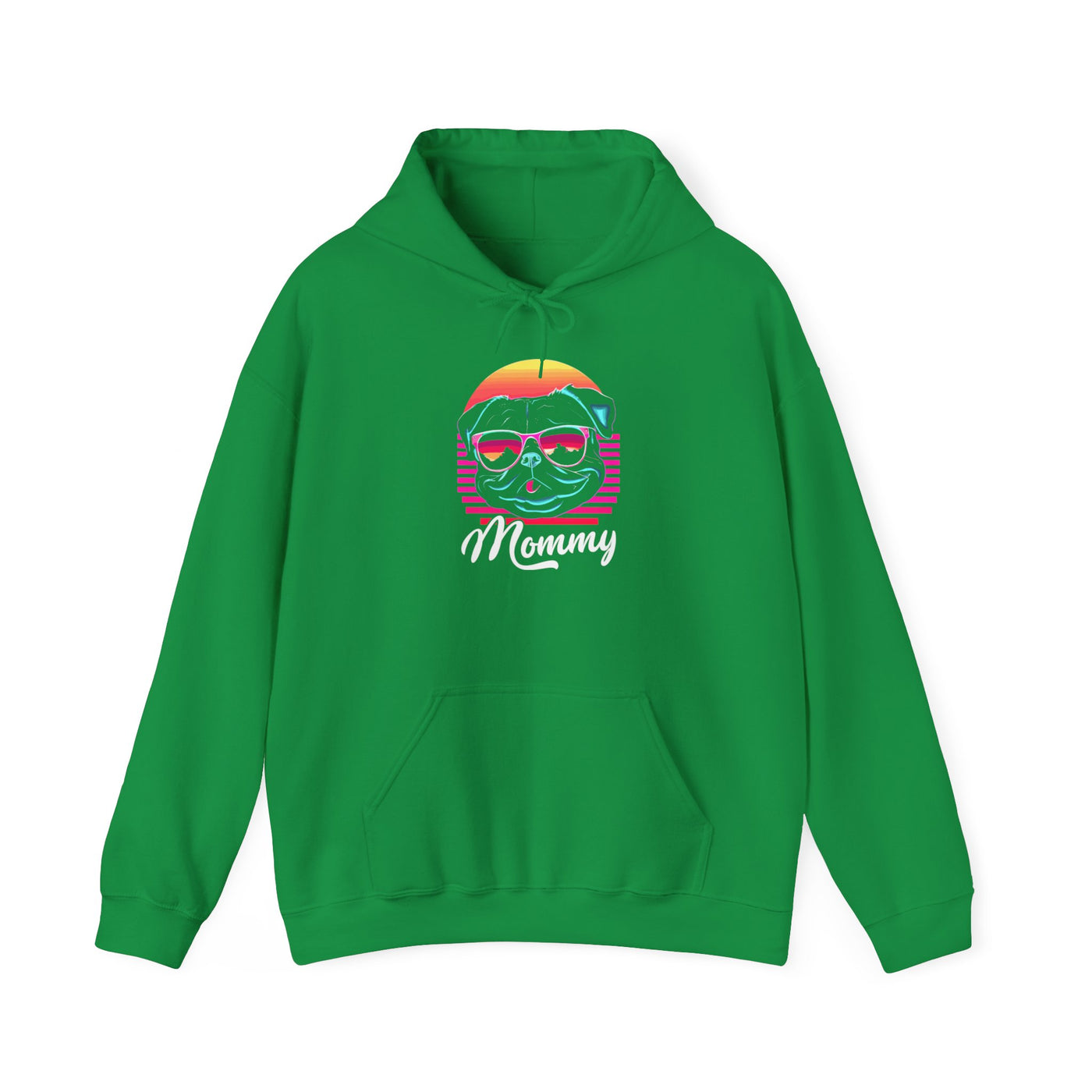 Pug Mommy Synthwave Colored Print Hoodie
