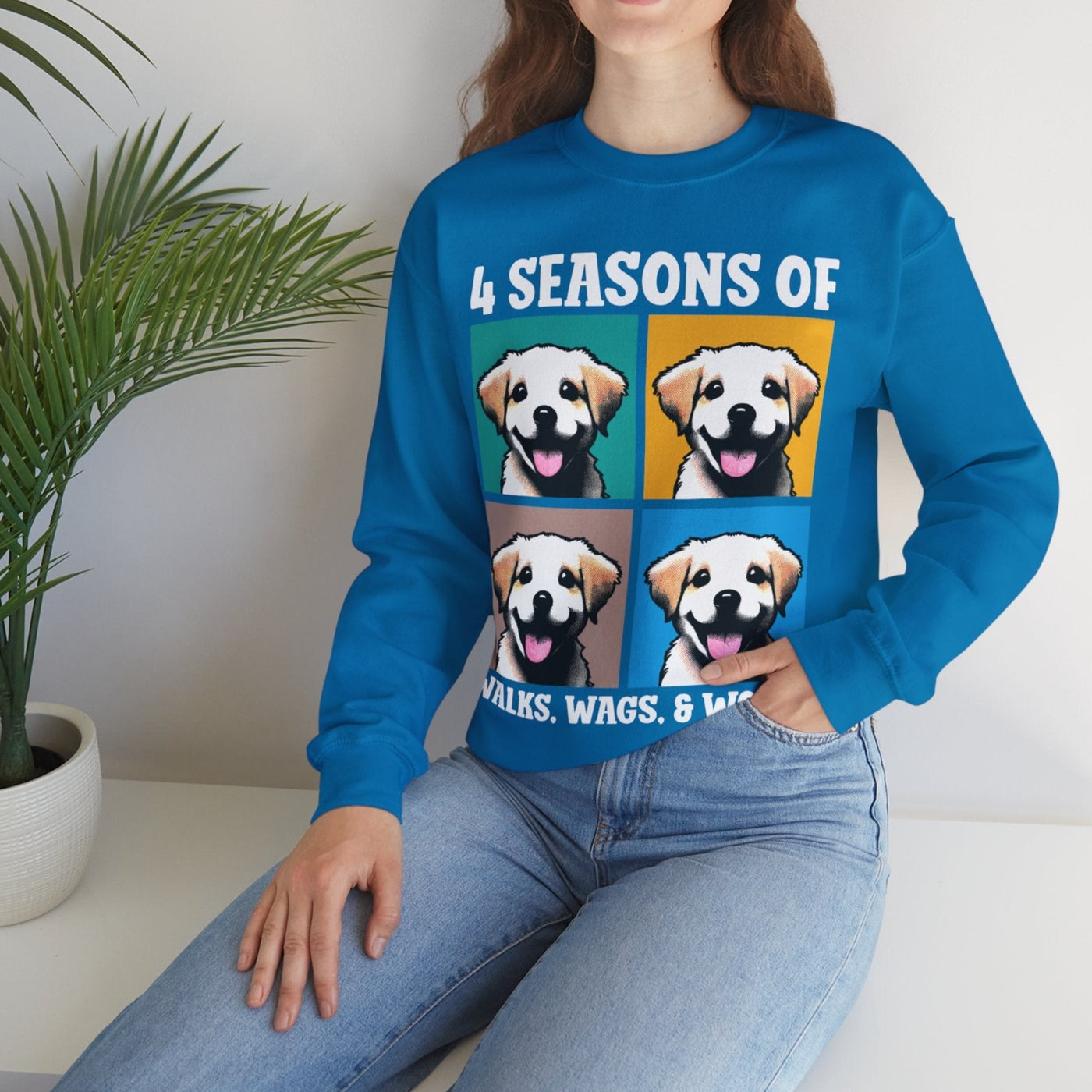 4 Seasons of Walks Wags & Woofs Colored Print Sweatshirt