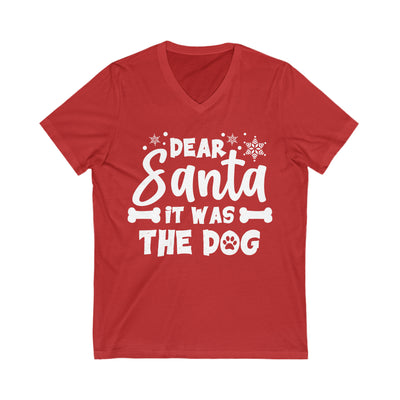 Dear Santa It Was The Dog White Print V-Neck