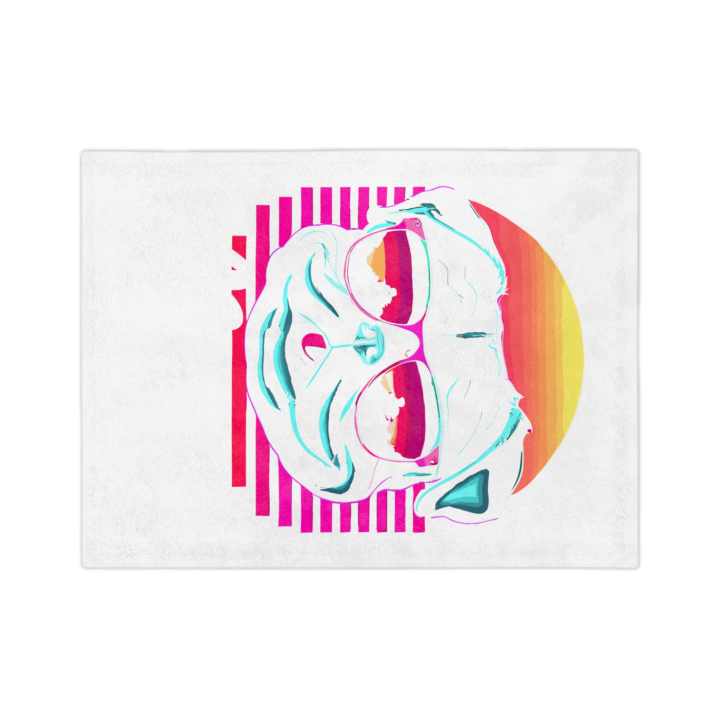 Pug Mommy Synthwave Colored Print Blanket
