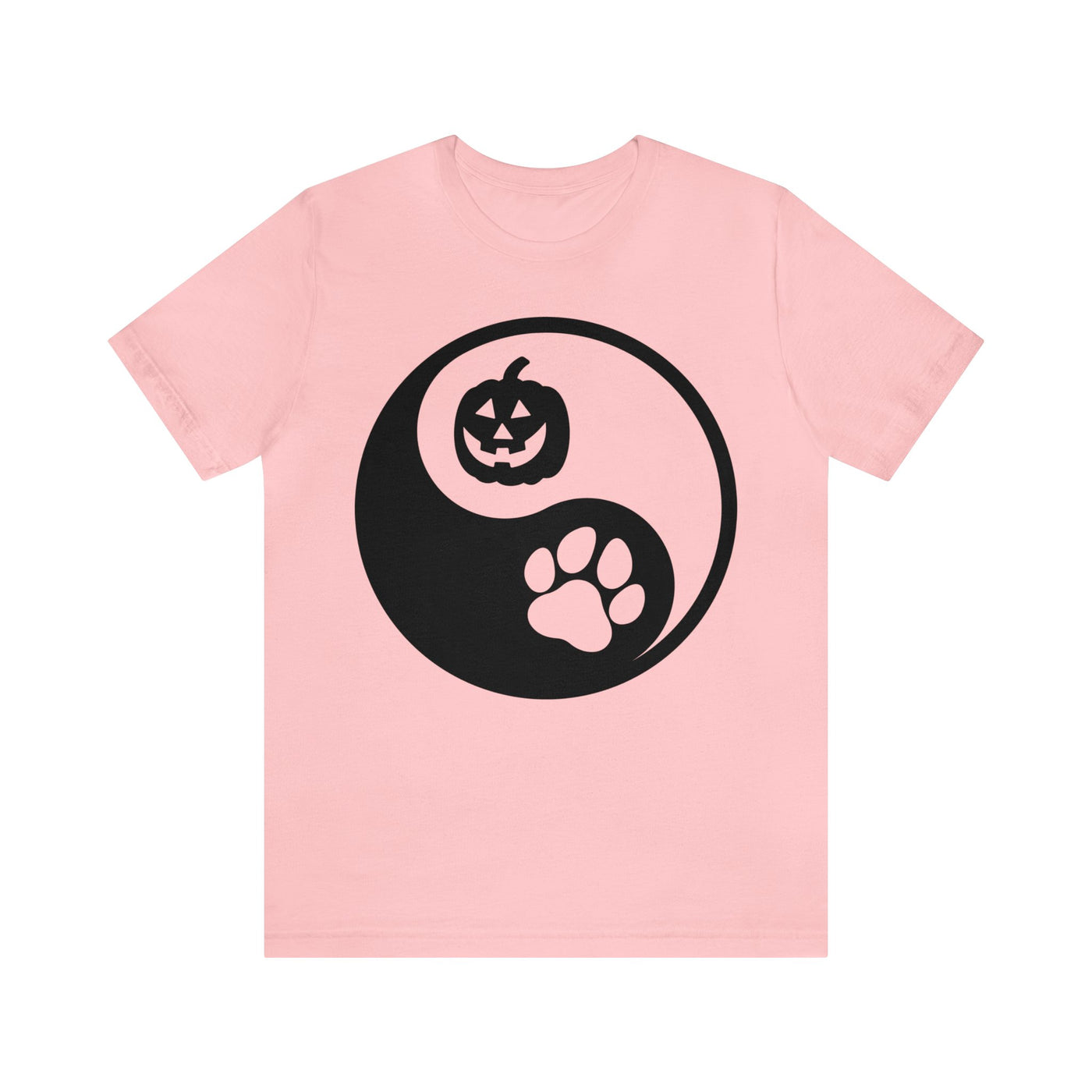 Yin Yang Dog Paw Halloween Black Print T-Shirt