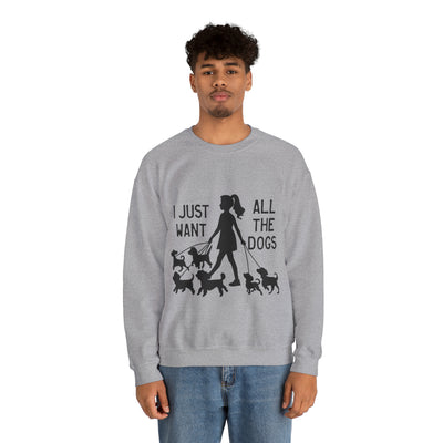 I just want all the dogs Black Print Sweatshirt