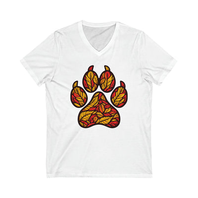 Dog Paw Autumn Leaves Colored Print V-Neck