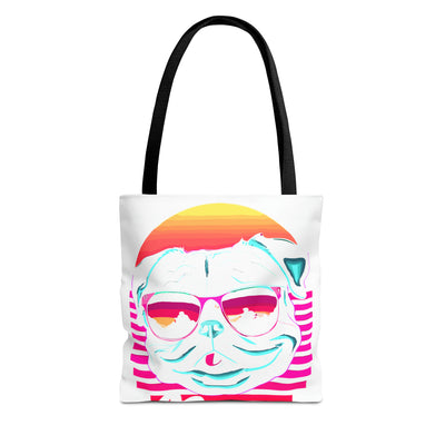 Pug Mommy Synthwave Colored Print Tote Bag