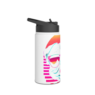 Pug Mommy Synthwave Colored Print Water Bottle
