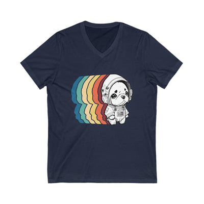 Astronaut Puppy Colored Print V-Neck