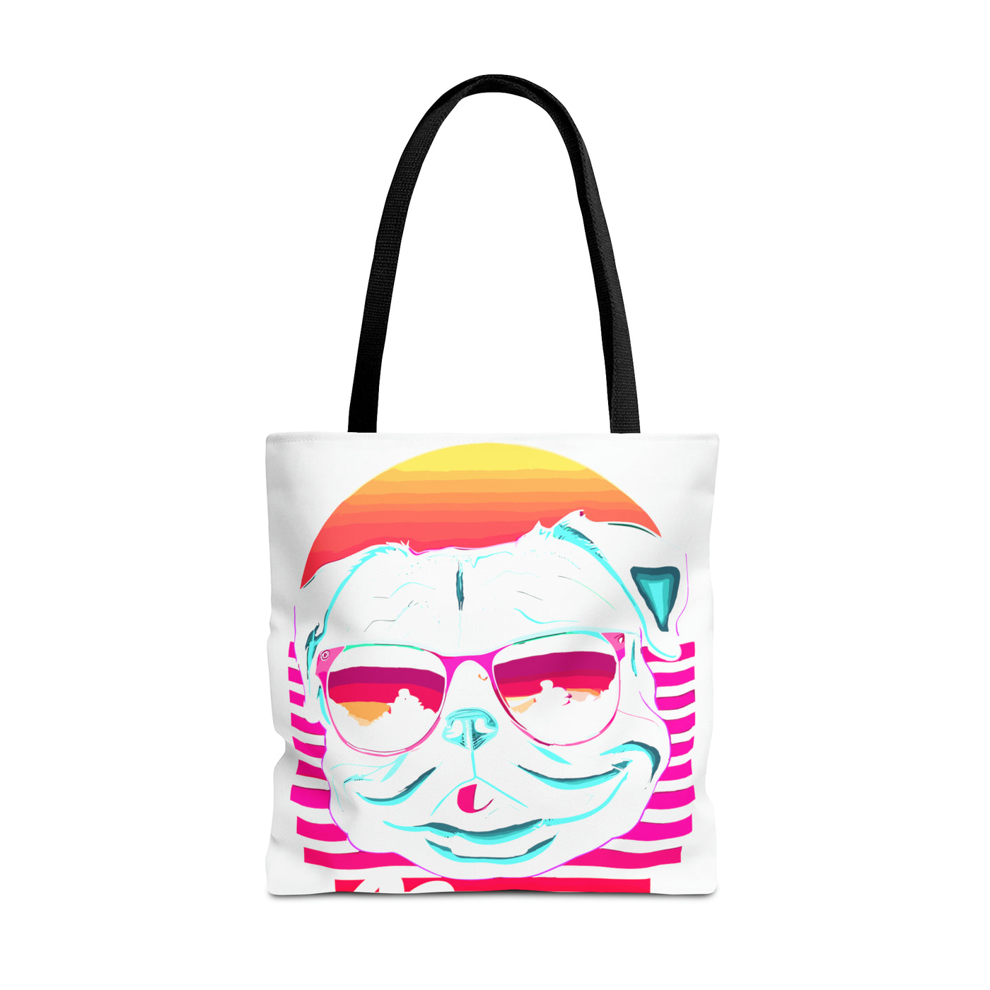 Pug Mommy Synthwave Colored Print Tote Bag