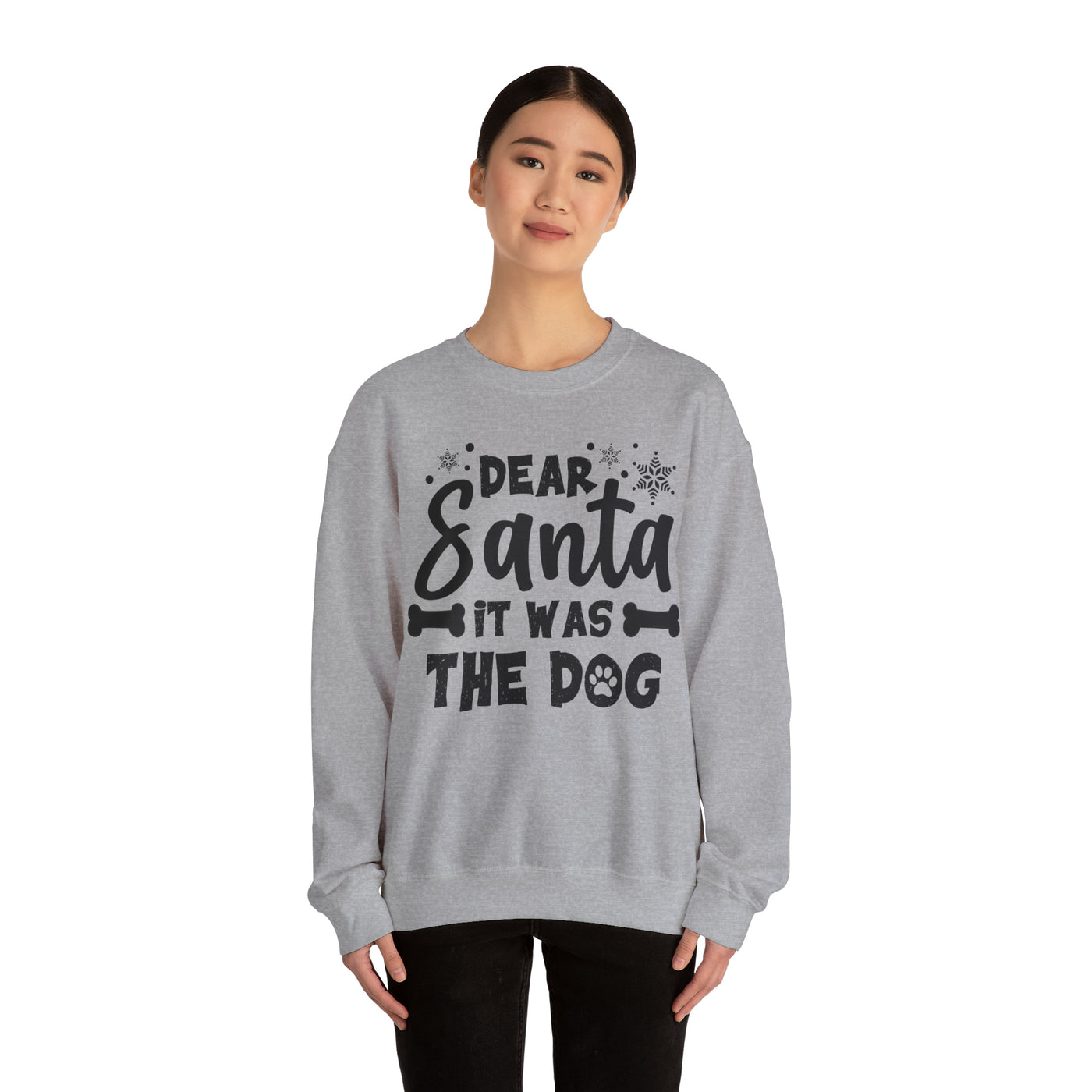 Dear Santa It Was The Dog Black Print Sweatshirt