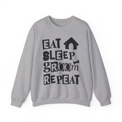 Eat Sleep Groom Repeat Black Print Sweatshirt