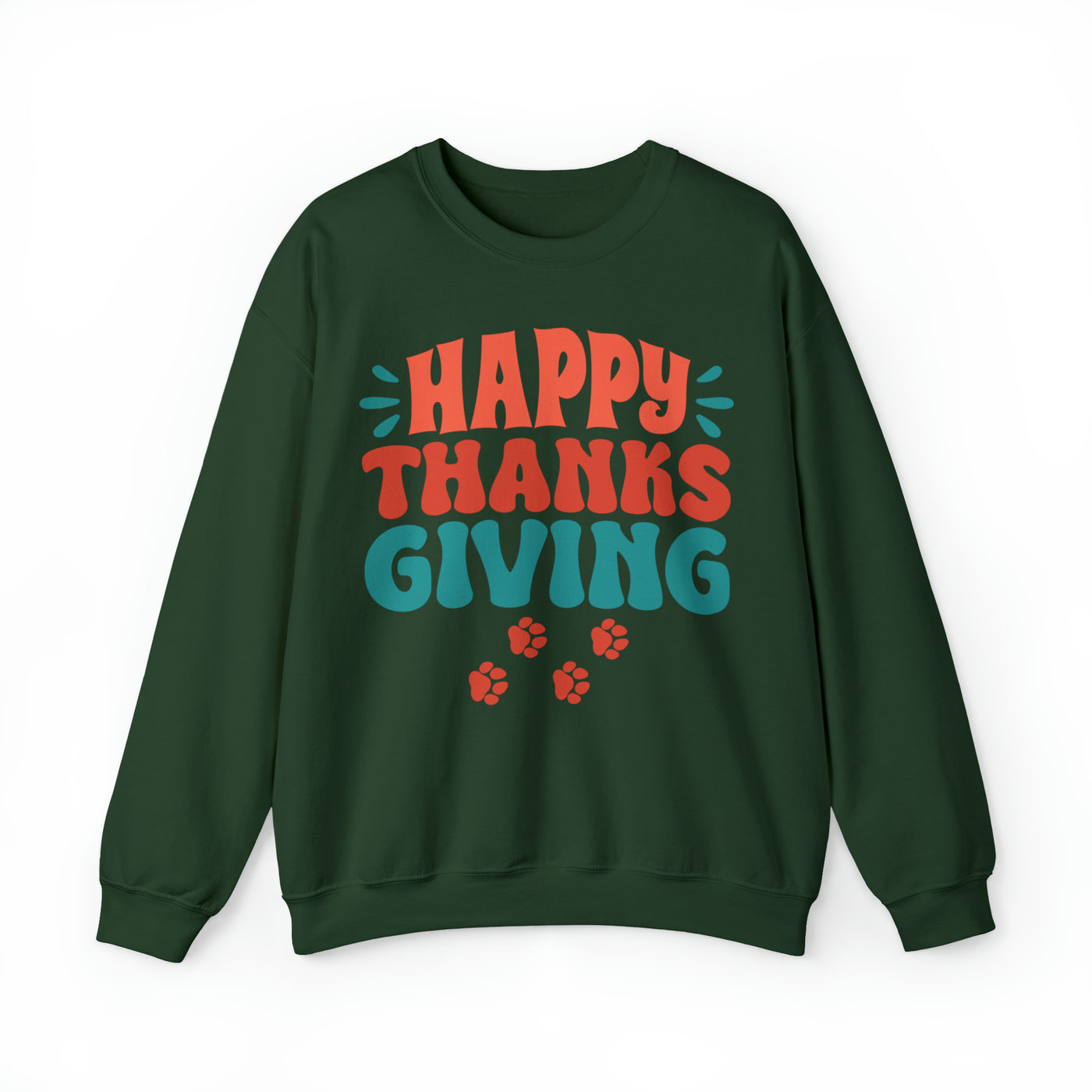 Happy Thanksgiving Colored Print Sweatshirt