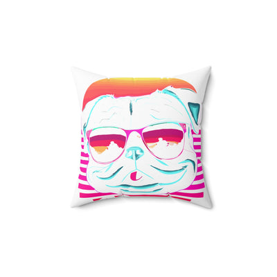 Pug Mommy Synthwave Colored Print Square Pillow