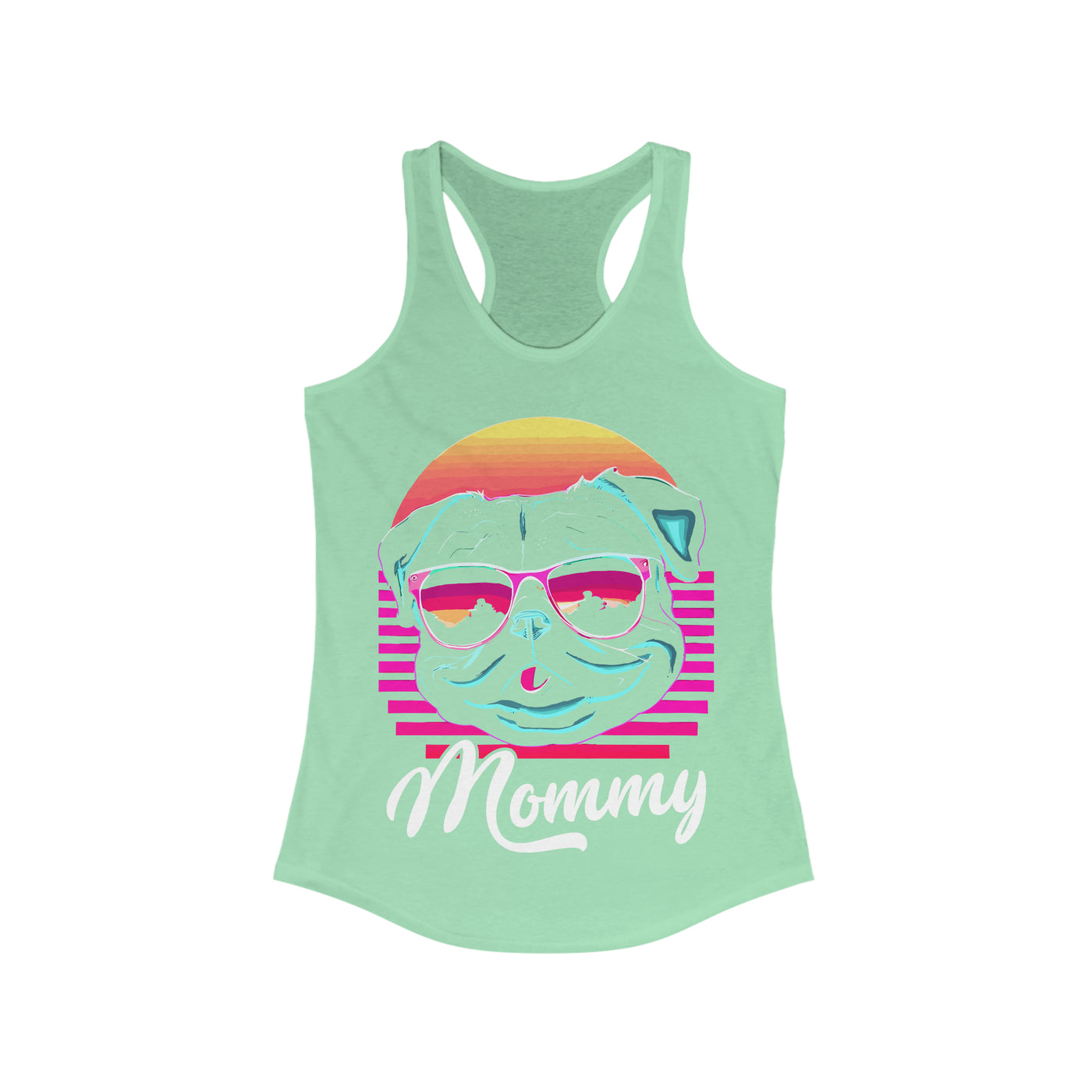 Pug Mommy Synthwave Colored Print Tank Top