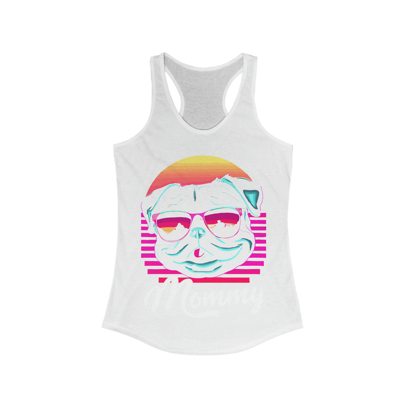 Pug Mommy Synthwave Colored Print Tank Top