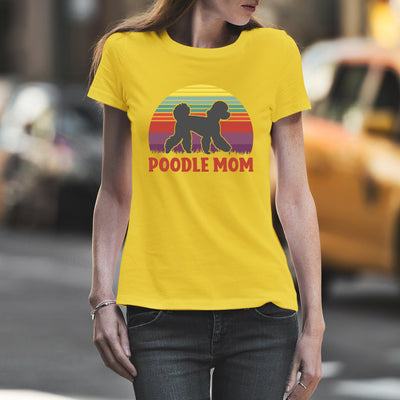 Retro Sunset Poodle Red T-Shirt