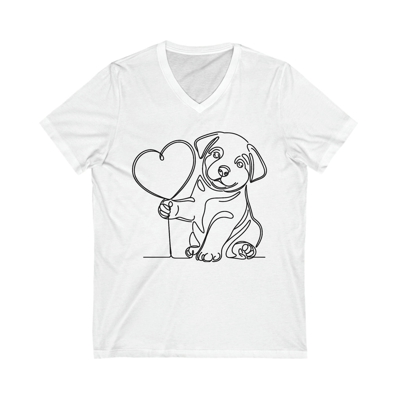 Puppy With Heart Balloon V-Neck
