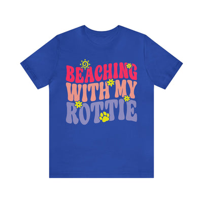 Beaching With My Rottie Colored Print T-Shirt
