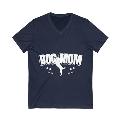 Dog Mom Curve White Print V-Neck