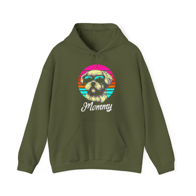 Retro Sunset Maltese Mommy Colored Print Hoodie