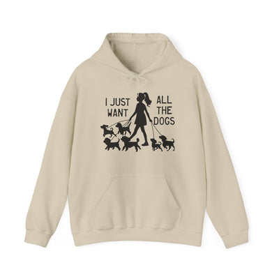 I just want all the dogs Black Print Hoodie