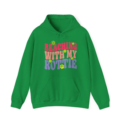 Beaching with My Rottie Colored Print Hoodie