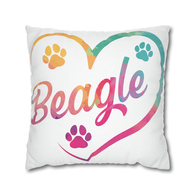 Heart Beagle Square Pillow Case