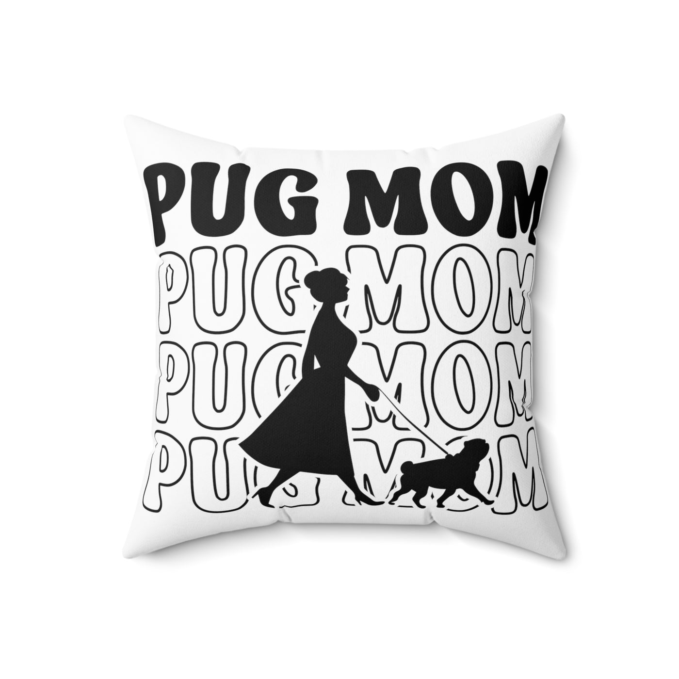Pug Mom Walking Square Pillow